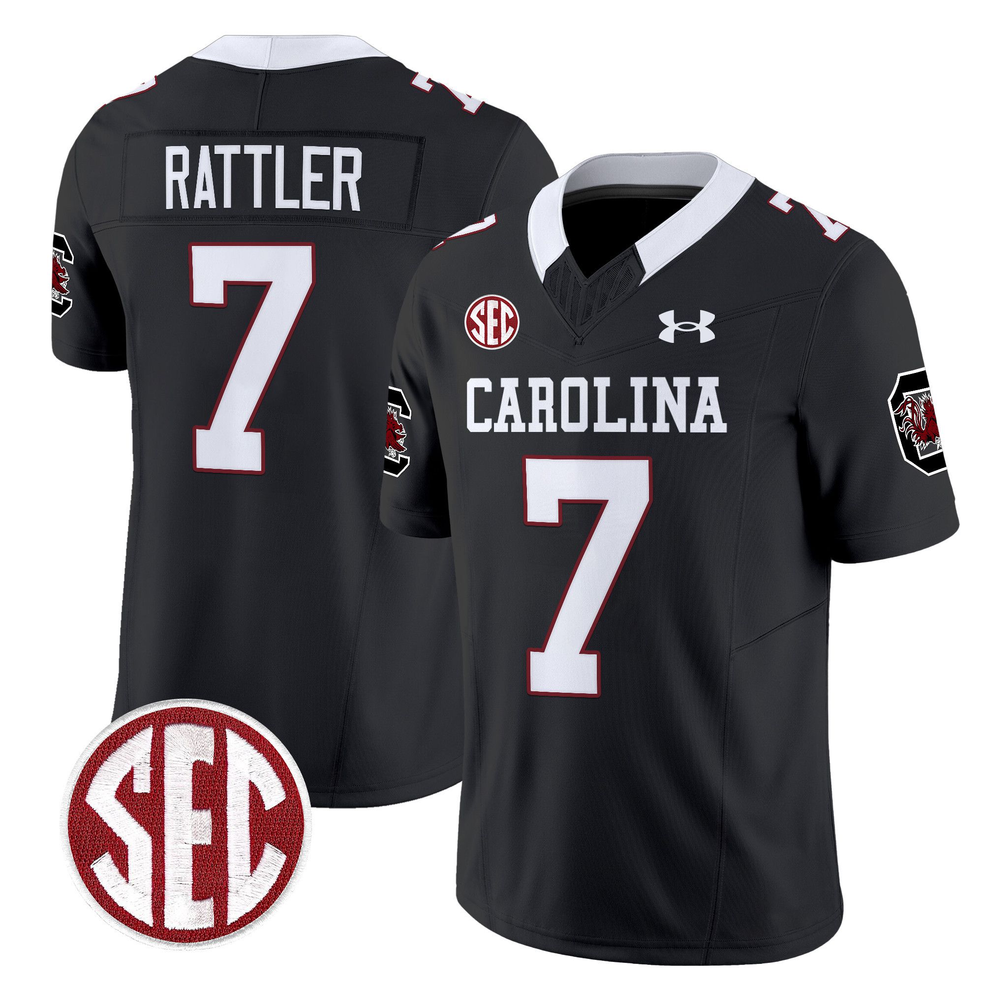 Men South Carolina Gamecocks #7 Rattler Black 1980 Throwback Vapor Limited 2024 NCAA Jersey->ncaa teams->NCAA Jersey
